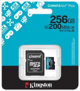 SECUR DIDITAL KINGSTON 256GB microSDXC Canvas Go Plus Gen4 200MB/s A2 U3 V30 Card + Adp