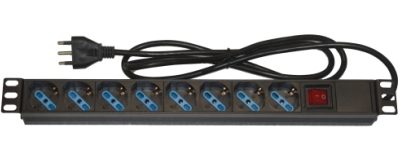 MULTIPRESA DA RACK 19" 8 PRESE UNIVERSALI CON INTERRUTTORE SPINA ITALIANA 16A